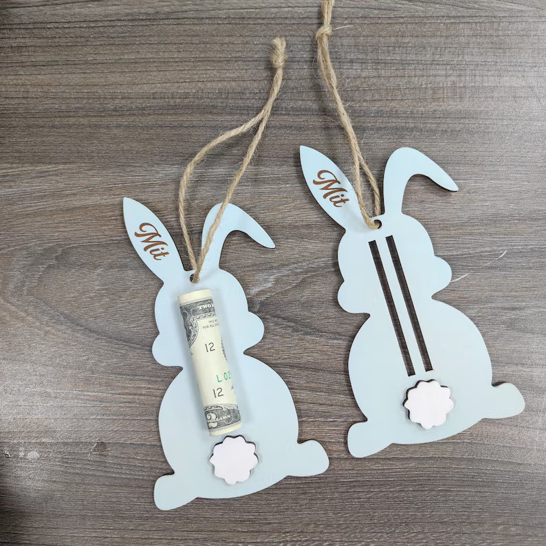 Easter Carrot & Bunny Wooden Money Holder - Perfect Holiday Gift Tag