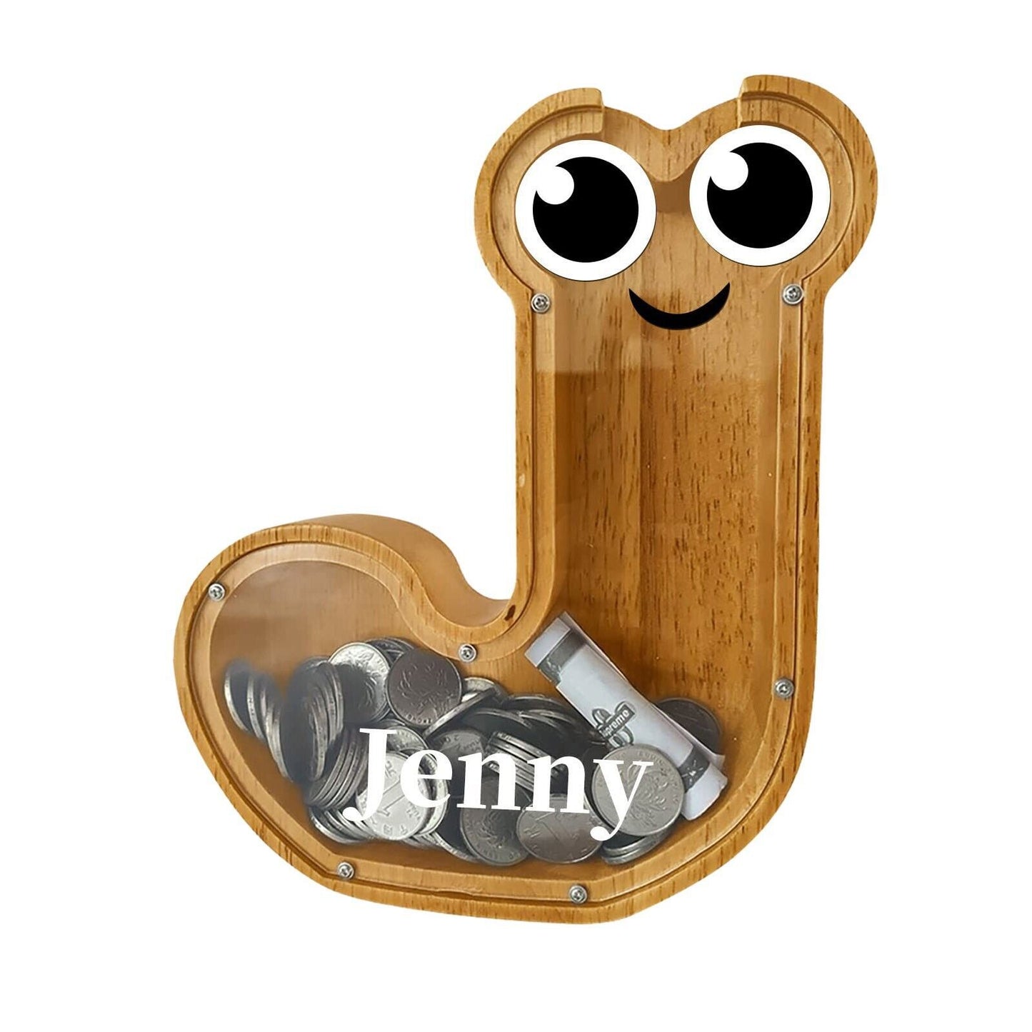 26 Letters Shaped Wooden Piggy Bank Money Box - Customizable Name Bank