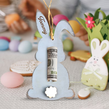 Easter Carrot & Bunny Wooden Money Holder - Perfect Holiday Gift Tag